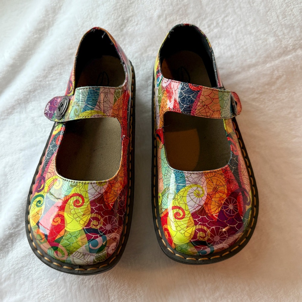 Savvy Jane Clogs Womens 8 M Happy Doodle Mary Jane Slip Resistant Nursing Shoes - Picture 2 of 11